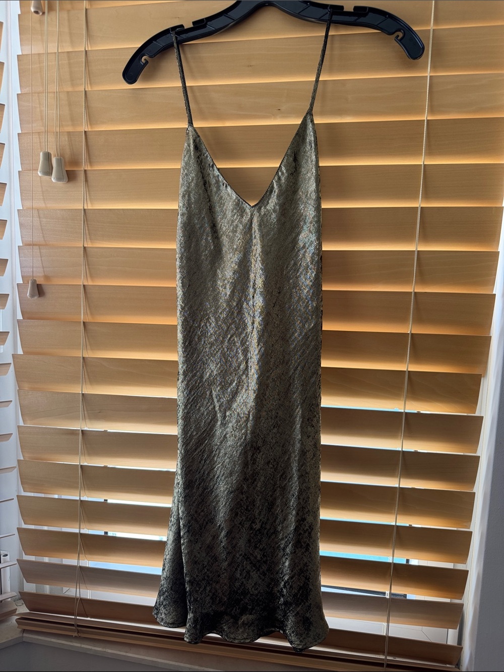 Zara Olive/Gold Green Backless Dress